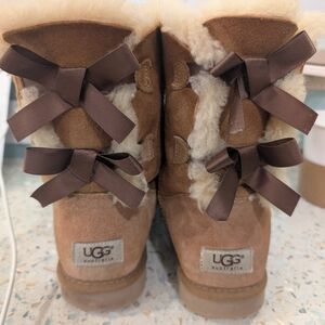 UGG Brown Sheepskin Boots with Bows